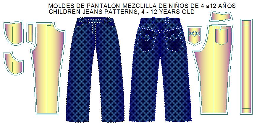 moldes pantalon mezclilla ninos