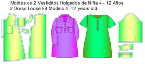 moldes de 2 vestiditos de niña